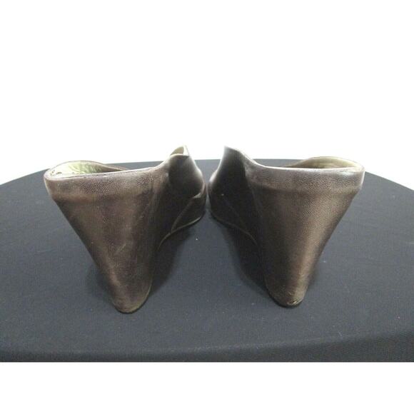 Attilio Giusti Leombruni Brown Leather Slide Wedge Comfy Heels Sz 39.5 EU/8.5 US - Picture 6 of 10